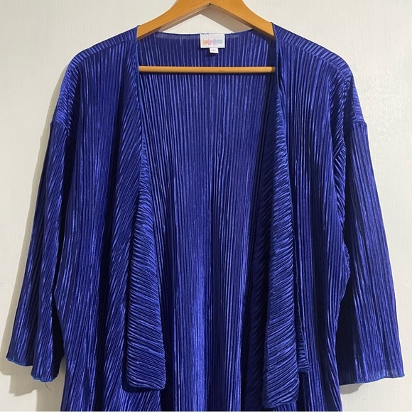 Lularoe Shirley Kimono Crinkled Royal Blue Open Front - Picture 2 of 4